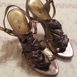 Platinum BP., Silver ruffle heels, size 7